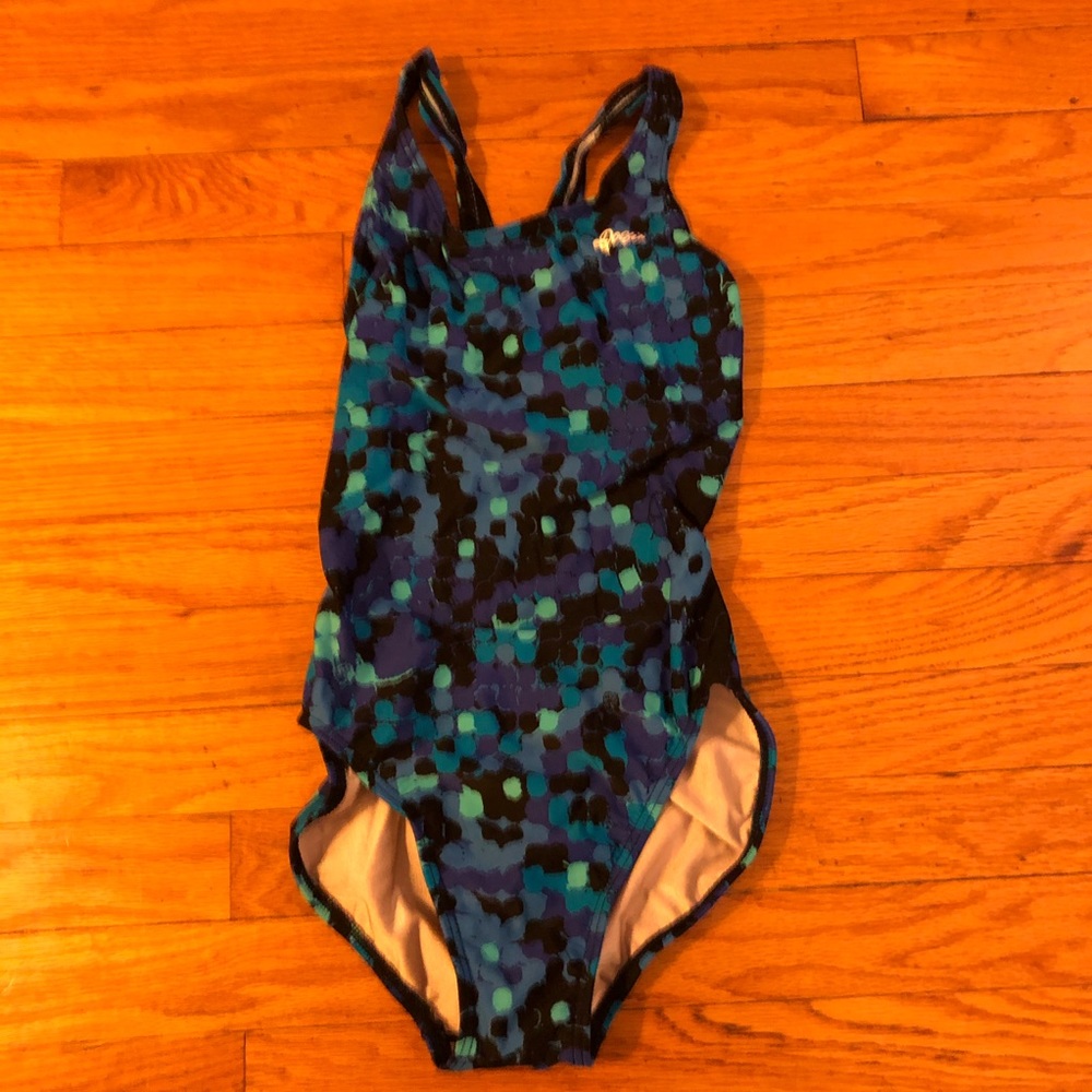 Dolphin One Piece Blue Pixelated Swimsuit